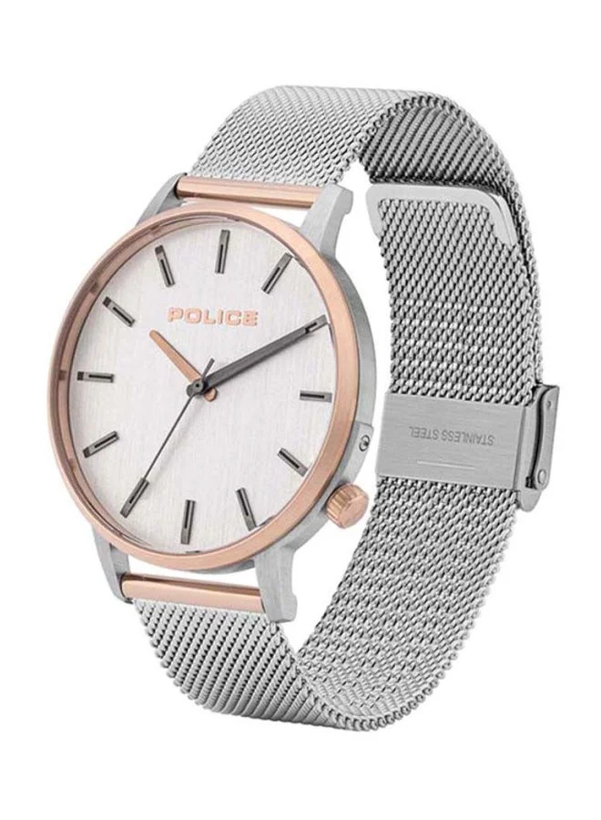 POLICE Men's Men's Marmol Round Shape Stainless Steel Analog Wrist Watch 42 mm - Silver