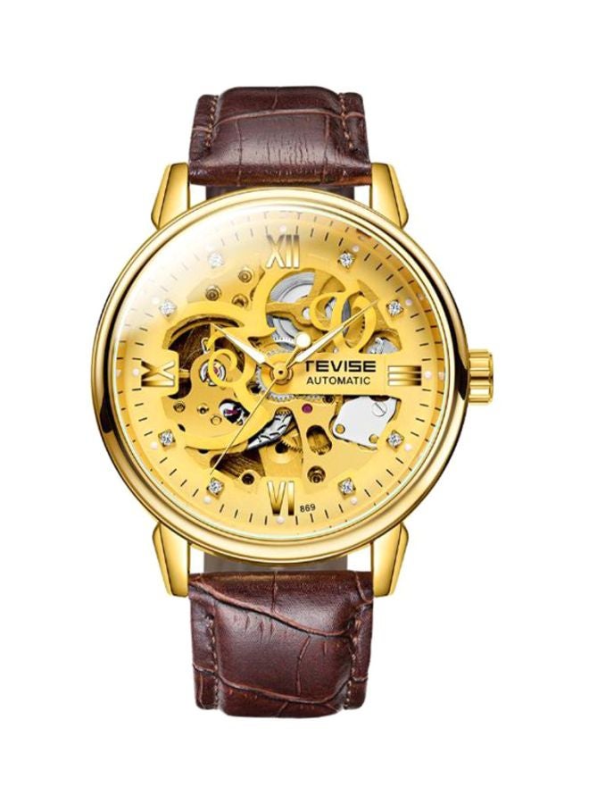 Tevise Men's Water Resistant Leather Analog Watch J4359G-KM - Image 1