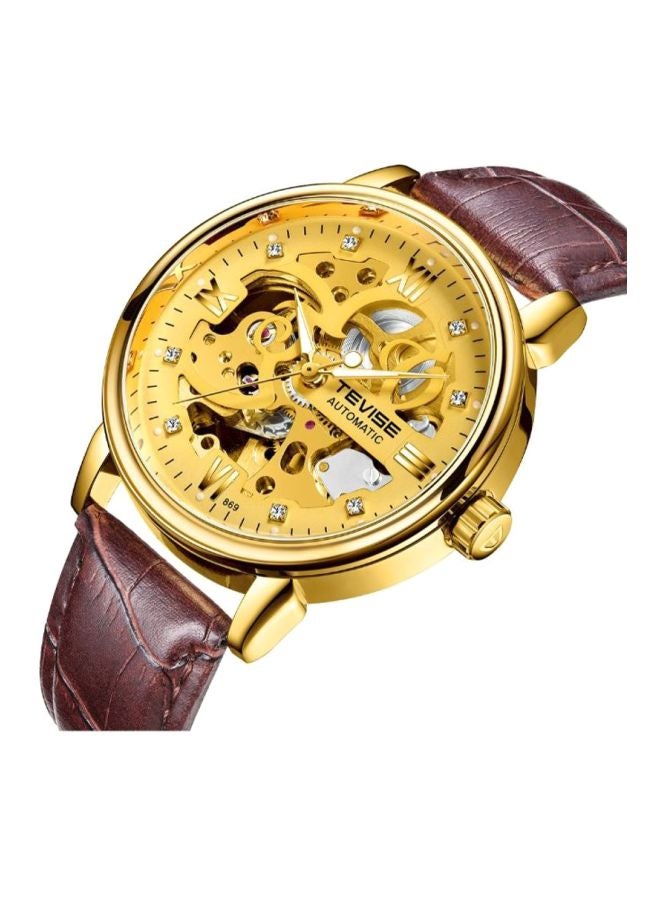 Tevise Men's Water Resistant Leather Analog Watch J4359G-KM - Image 2