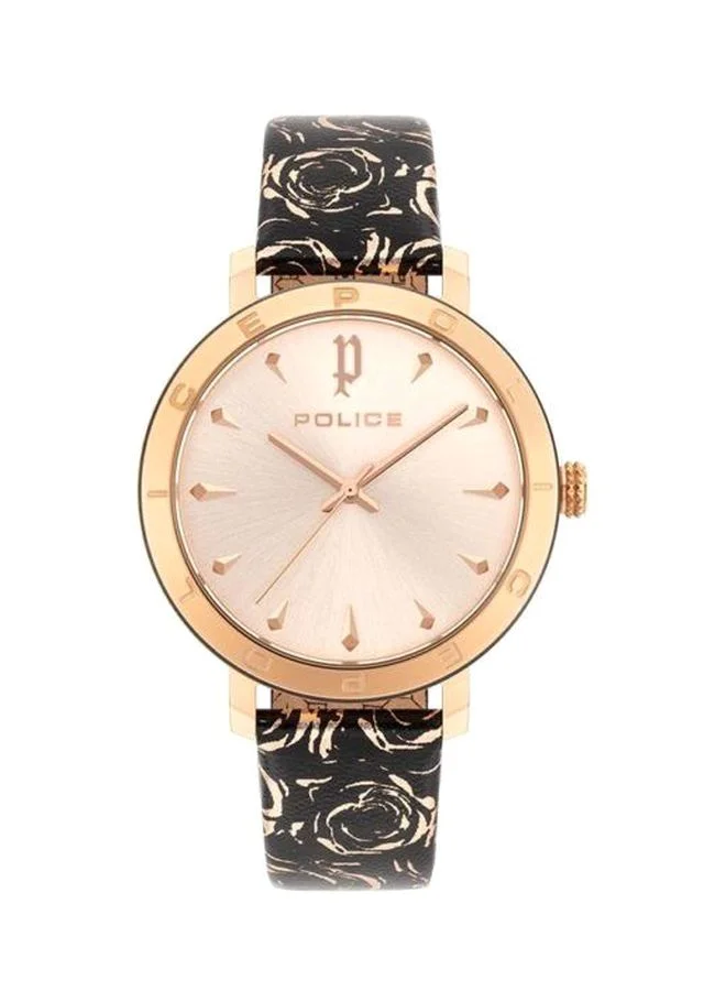 بوليس Police Ponta Analogue Rose Gold Dial Black Leather Watch For Women - PL 16033MSRB-32