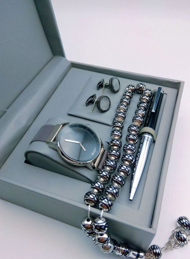 Rivoly - men 4-Piece Stainless Steel Analog Watch Gift Set SB201908 - Image 1