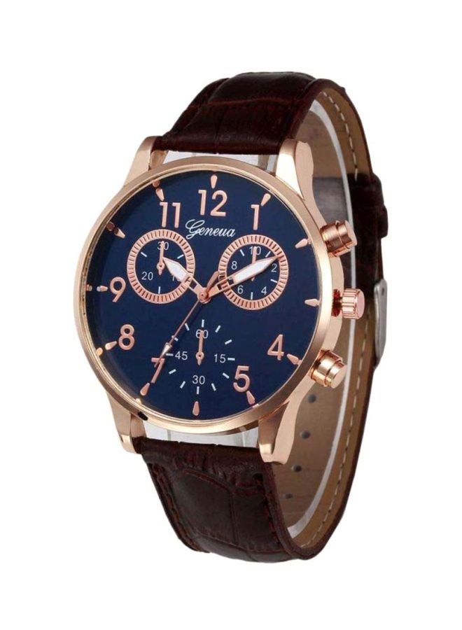 جنيفا ساعة يد بعقارب وسوار من الجلد طراز NNSB03700739 للرجال - Image 1