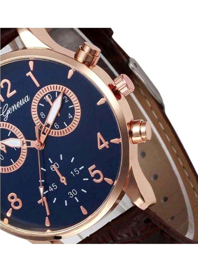 جنيفا ساعة يد بعقارب وسوار من الجلد طراز NNSB03700739 للرجال - Image 2