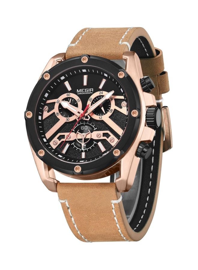 ميجر Men's Water Resistant Chronograph Watch ML2120GREBN-1N0 - 44 mm - Brown - Image 4