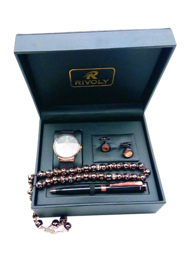 Men's Stainless Steel Analog Watch Gift Set