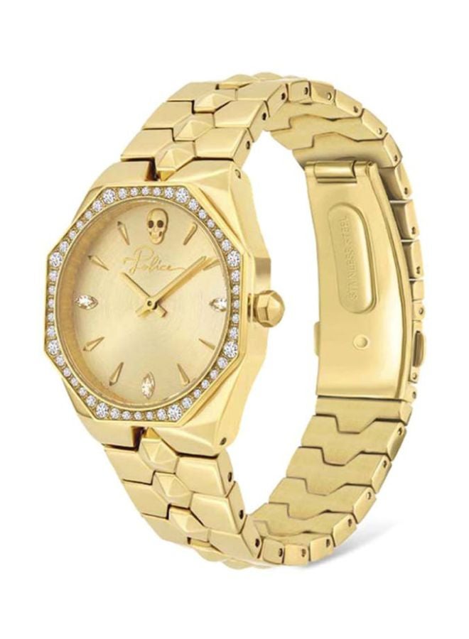 POLICE Women's Montaria Round Shape Stainless Steel Analog Wrist Watch 35 mm - Gold - P 16038BSG-22M  - Image 4
