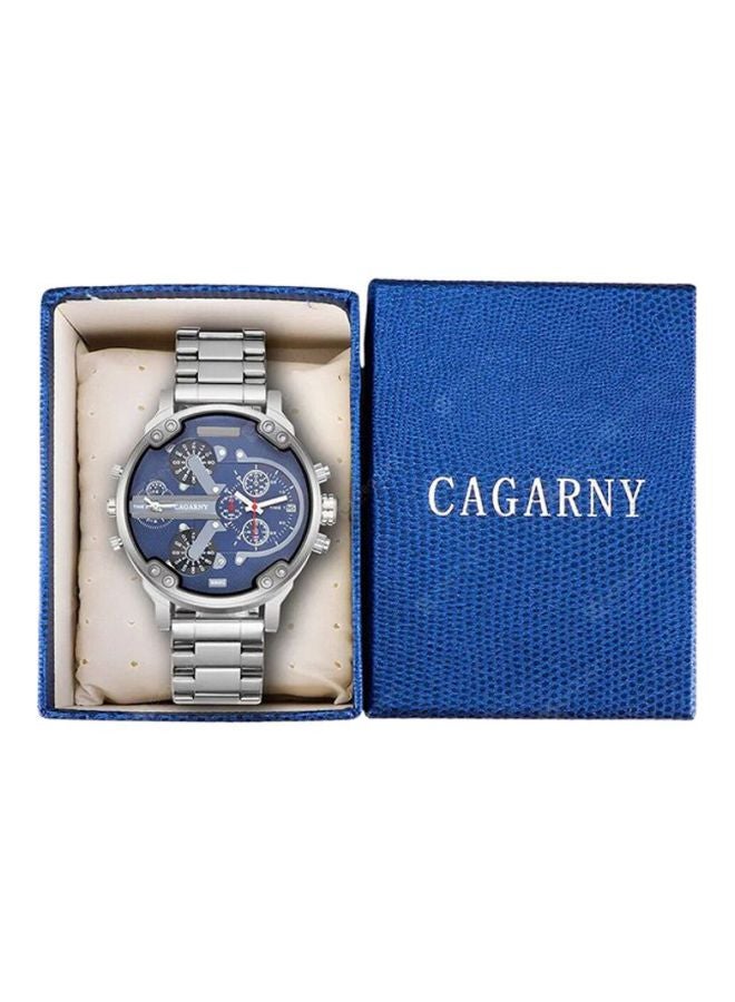 كاجارني ساعة يد بعقارب وسوار من الستانلس ستيل طراز 6820 للرجال - Image 2