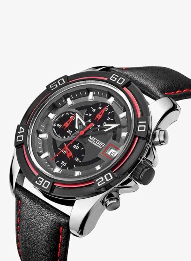 MEGIR - men Polit Leather Chronograph Watch ML2023G-BK-1 - Image 1
