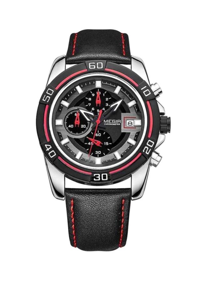 MEGIR - men Polit Leather Chronograph Watch ML2023G-BK-1 - Image 1