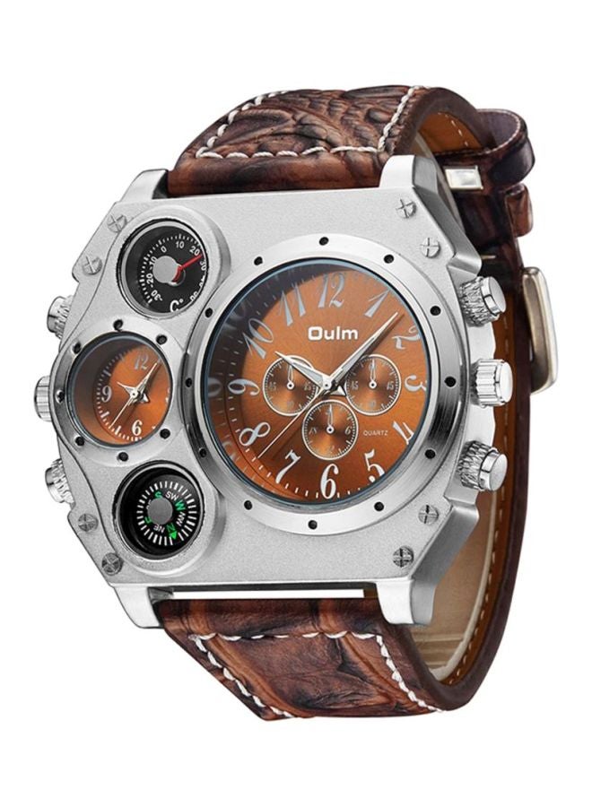 Oulm Men's Leather Chronograph Watch HP1349-CF  - Image 3