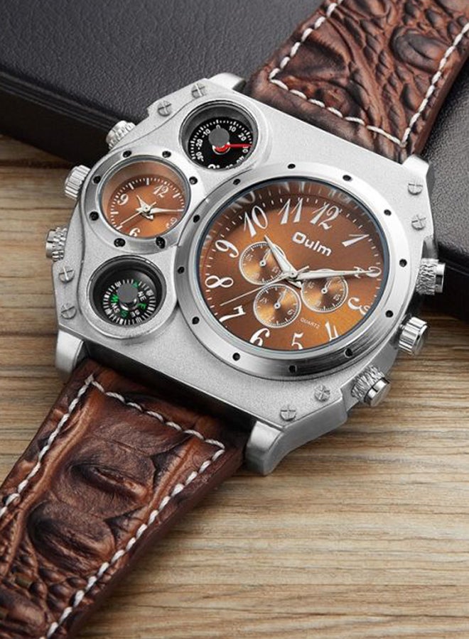 Oulm Men's Leather Chronograph Watch HP1349-CF  - Image 4
