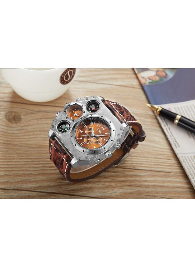 Oulm Men's Leather Chronograph Watch HP1349-CF  - Image 5
