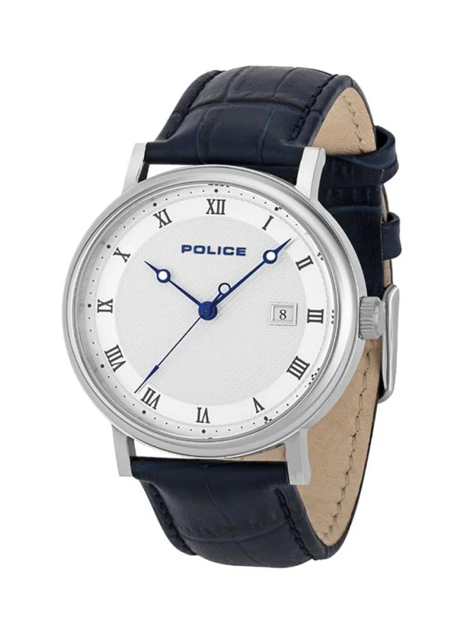 POLICE Frisco Round Shape Leather Band Analog Wrist Watch 40 mm - Blue - P 15438JS-04