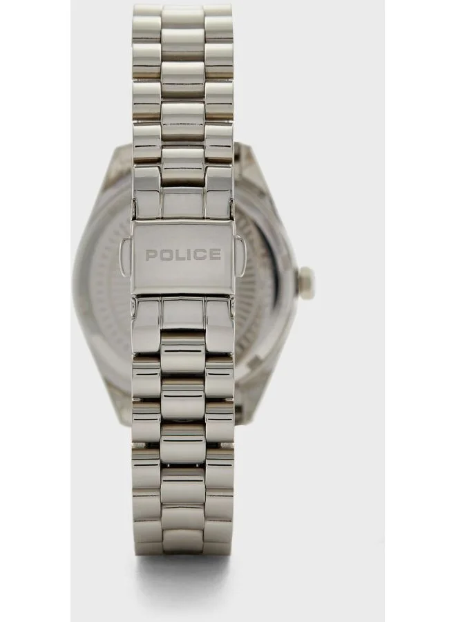 POLICE Uloya Round Shape Stainless Steel Analog Wrist Watch 42 mm - Silver - P 15691BS-30M