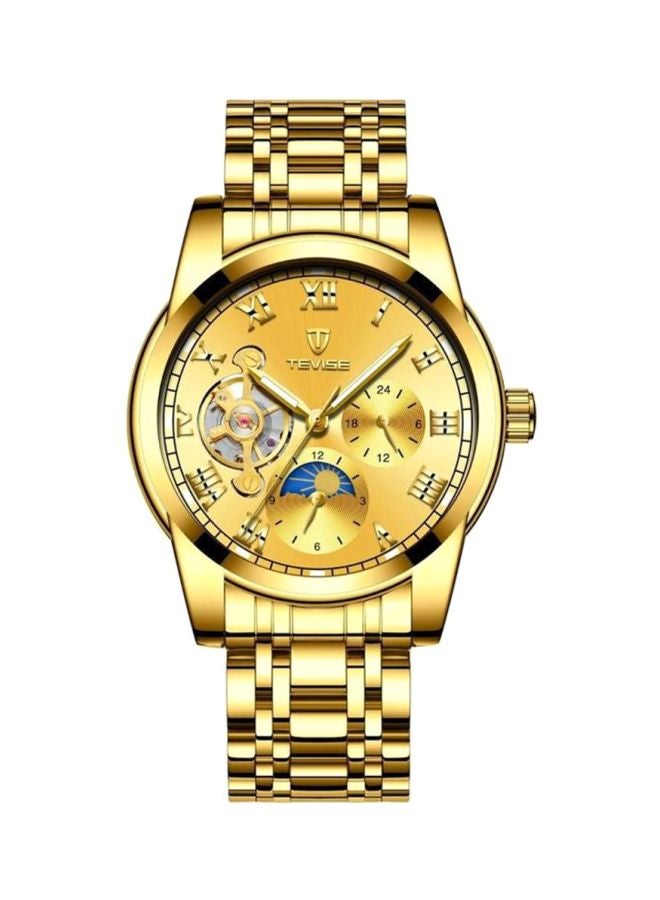 ساعة يد بعقارب وسوار من الستانلس ستيل طراز T9005 للرجال