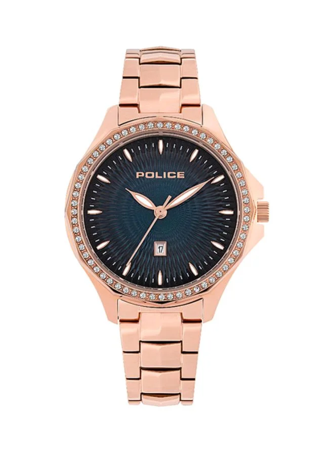 POLICE POLICE Korana Women's Analogue Quartz Watch with Blue Dial and Rose Gold Stainless Steel Bracelet - PL.15699MSR-03M