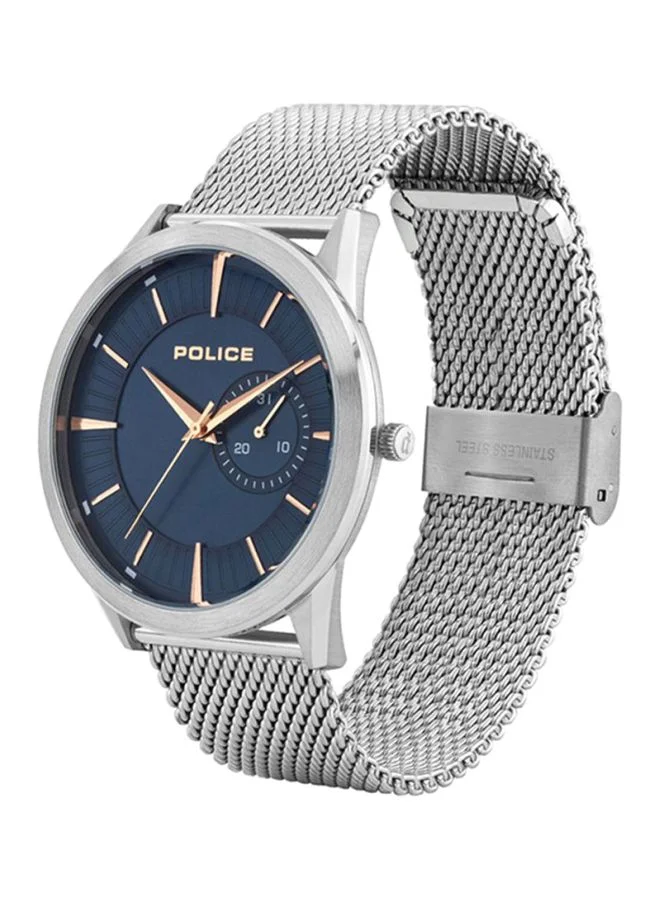POLICE Helder Round Shape Stainless Steel Analog Wrist Watch 44 mm - Silver - P 15919JS-03MM
