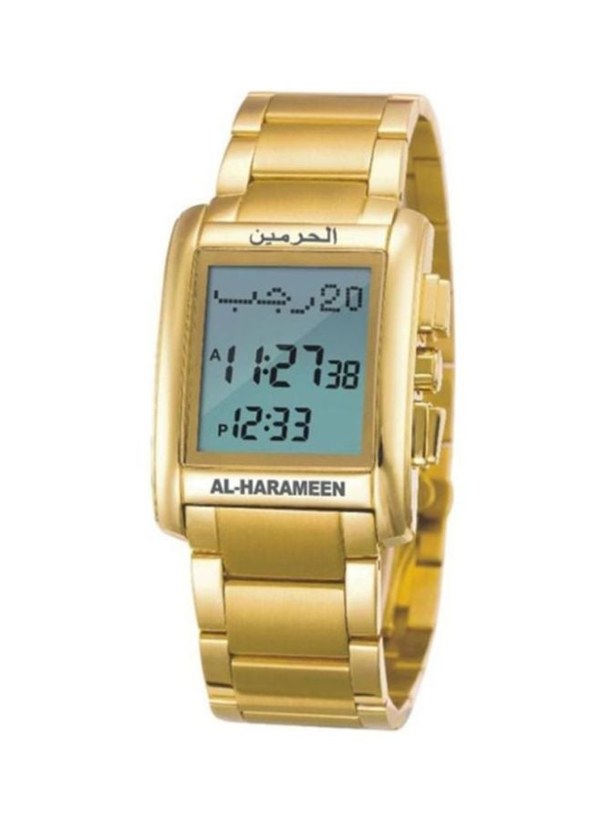 الحرمين ساعة يد رقمية بسوار من الستانلس ستيل طراز HA-6208G للرجال - Image 1