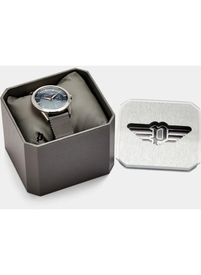 POLICE Helder Round Shape Stainless Steel Analog Wrist Watch 44 mm - Silver - P 15919JS-03MM