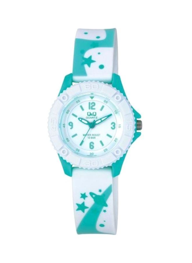 Q&Q Men's Rubber Strap Analog Wrist Watch VQ96J021Y - 35 mm - White/Blue - Image 1