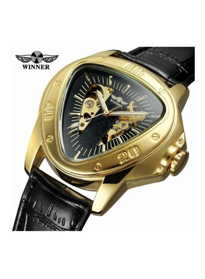 وينر ساعة يد بعقارب وسوار من الجلد طراز A516 - 24 مم - أسود للرجال - Image 2