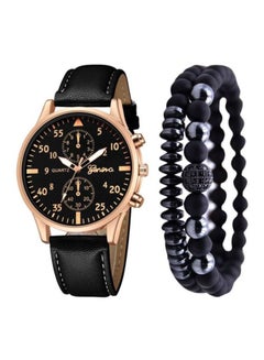 men 3-Piece Analog Watch With Bracelet Set