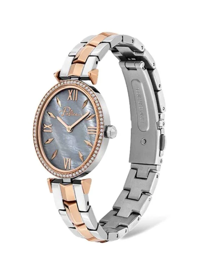 POLICE Women's Police Olinville Women's Analogue Quartz Watch with Blue Mother Of Pearl Dial and Silver and Rose Gold Stainless Steel Bracelet - PL.16045LSR-46M