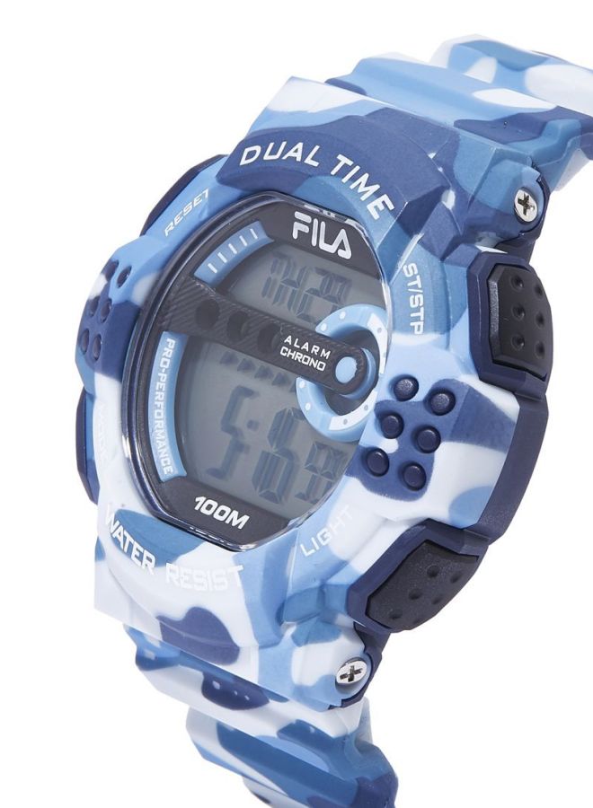 فيلا ساعة يد رقمية بسوار من المطاط طراز 38-171-001 - قياس 52 مم - لون أزرق كامو men - Image 3