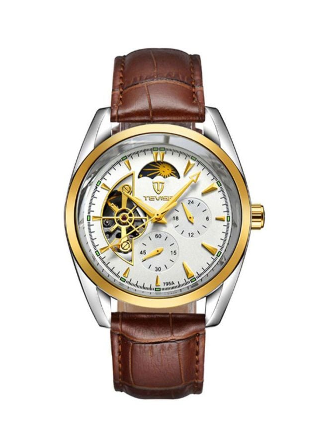 Men's Moon Phase Analog Automatic Watch 795A - 42 mm - Brown
