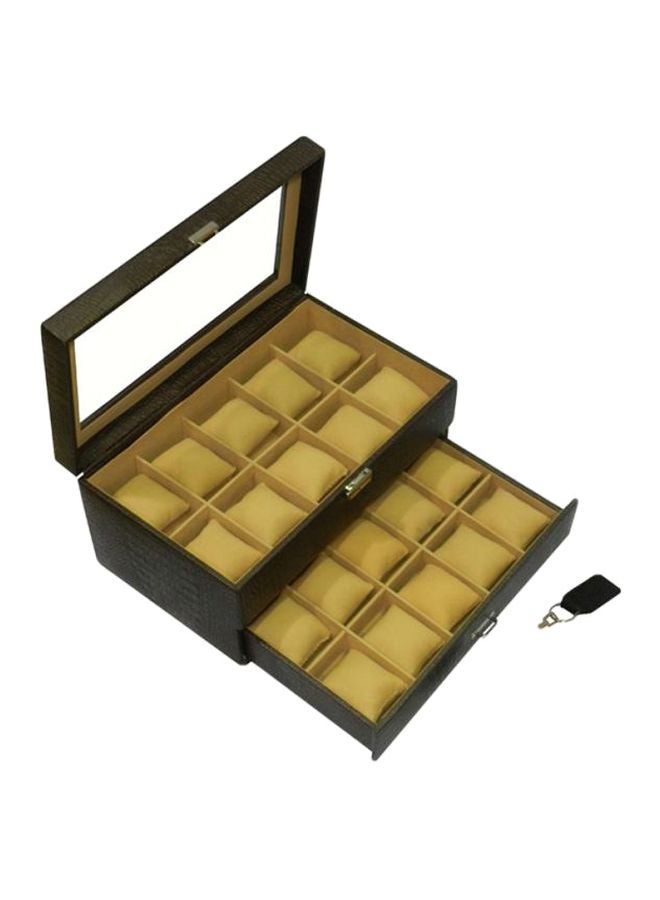 LAVERI LEATHER unisex Designer Faux Leather Watch Box With Glass Top - Image 1