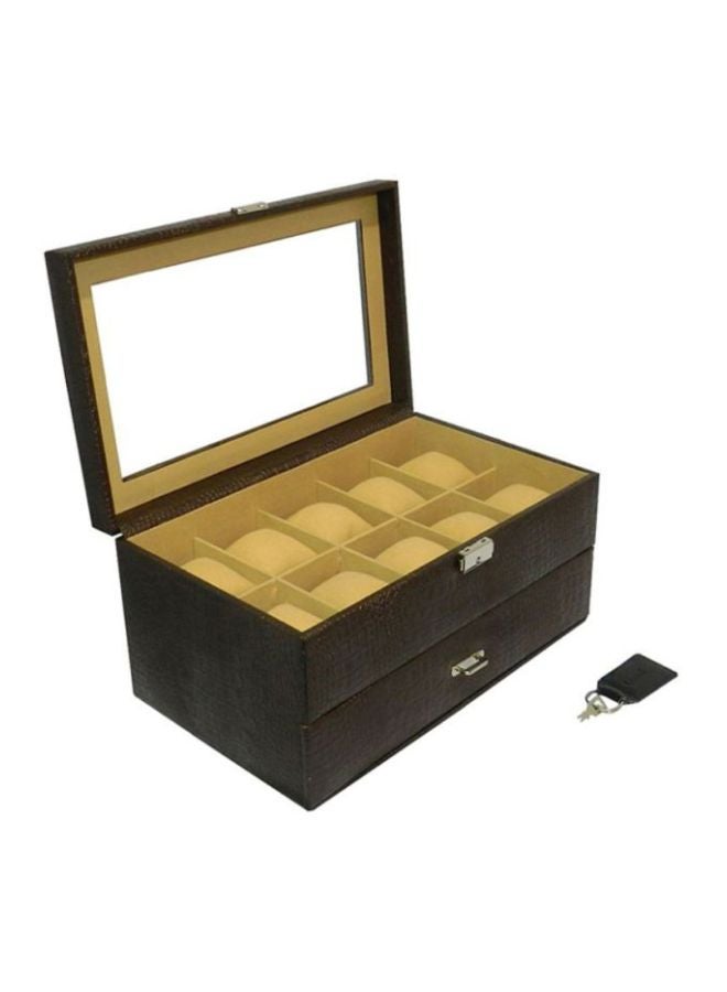 LAVERI LEATHER - unisex Faux Leather Watch Box 20WBGTPUBRNCROC - Image 1
