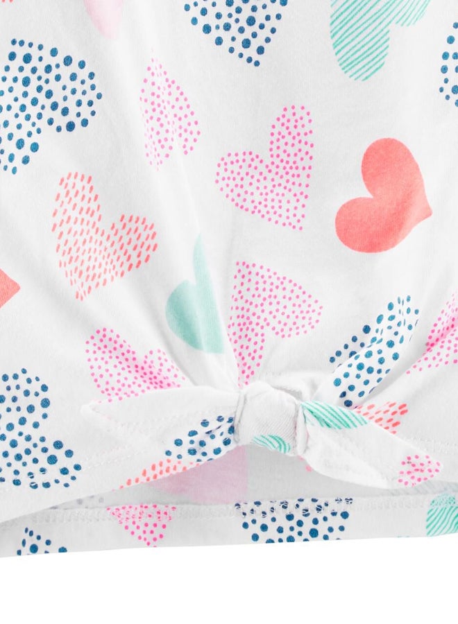 carter's Heart Printed Tie-Front T-Shirt White/Pink/Blue  - Image 2