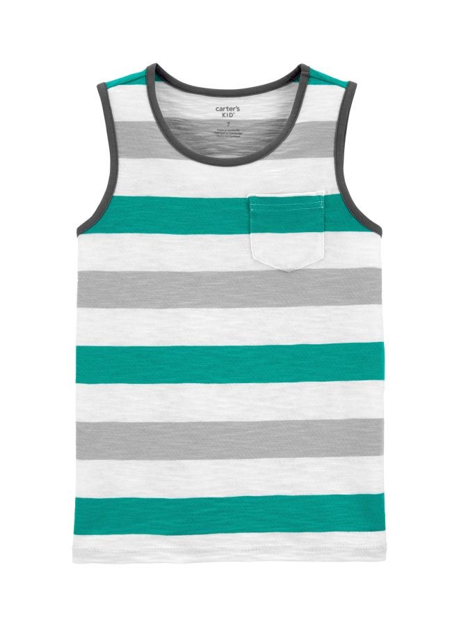 carter's Striped T-Shirt Green/White/Grey  - Image 1