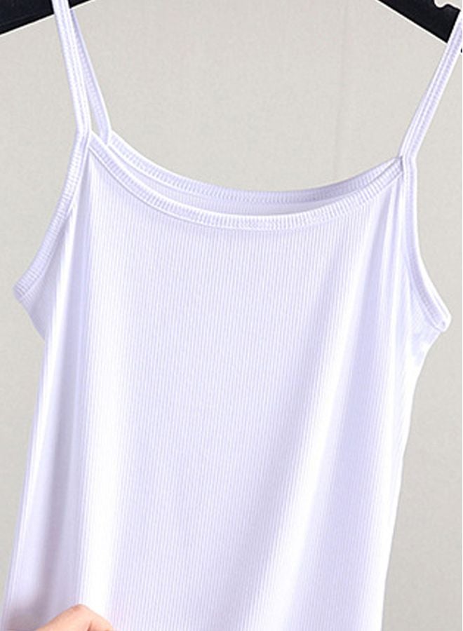 Stretchable Solid Camisole Top White - Image 3