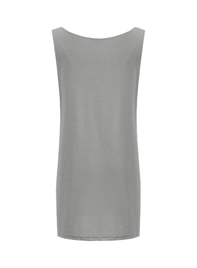 Scoop Neck Solid Tank Top Grey  - Image 2