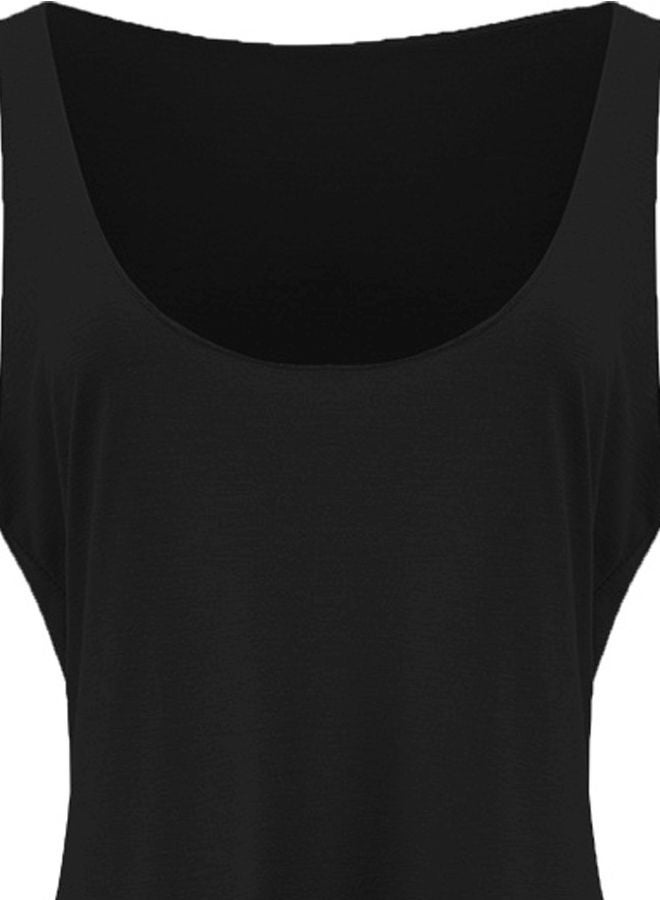 Scoop Neck Solid Tank Top Black  - Image 3