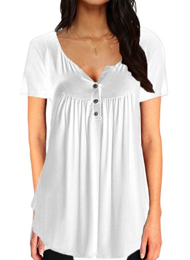 Round Necked Blouse White - Image 1