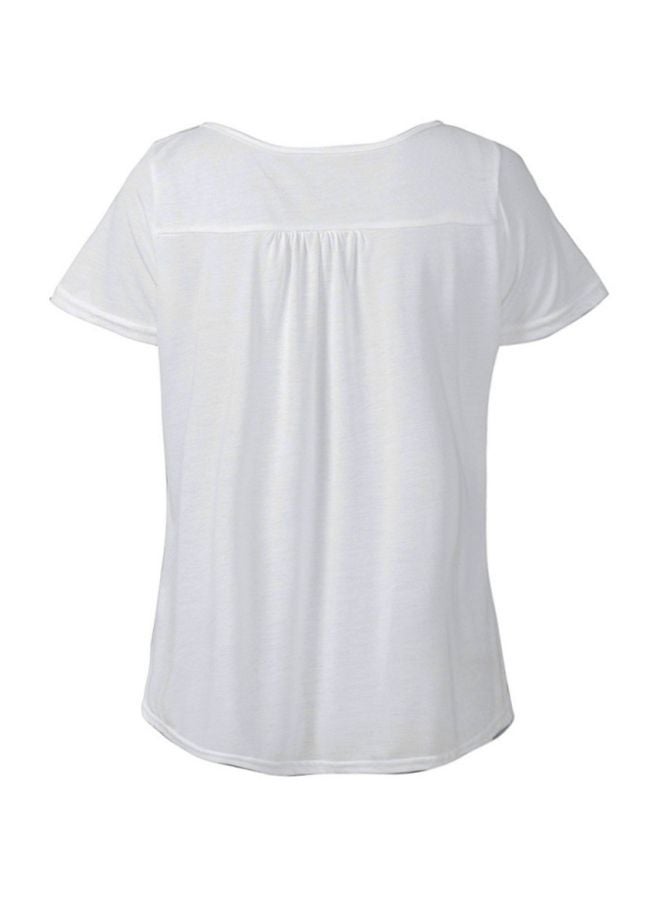 Round Necked Blouse White - Image 2
