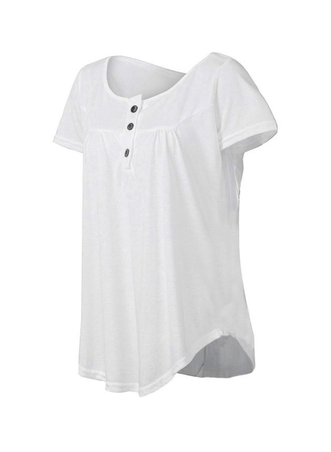 Round Necked Blouse White - Image 5