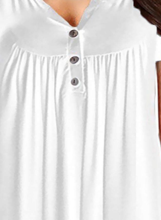 Round Necked Blouse White - Image 3
