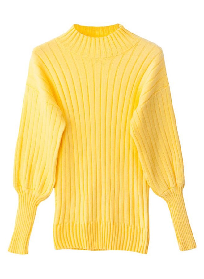 High Neck Knitted Pullover Yellow  - Image 1