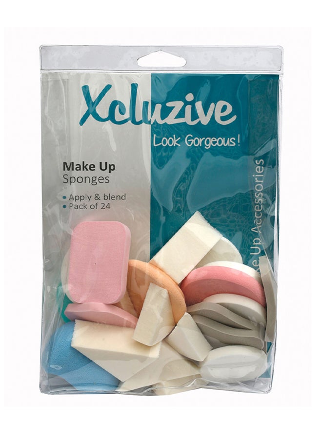 Xcluzive 24-Piece Assorted Makeup Sponge Multicolour 