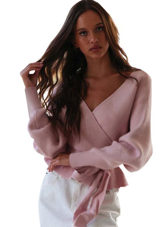 V-Neck Sweater Pink - Image 1