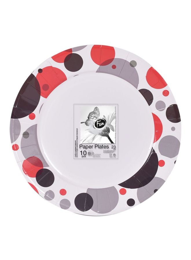 Fun 10 Piece Paper Plates Red/Black/Grey 23cm 