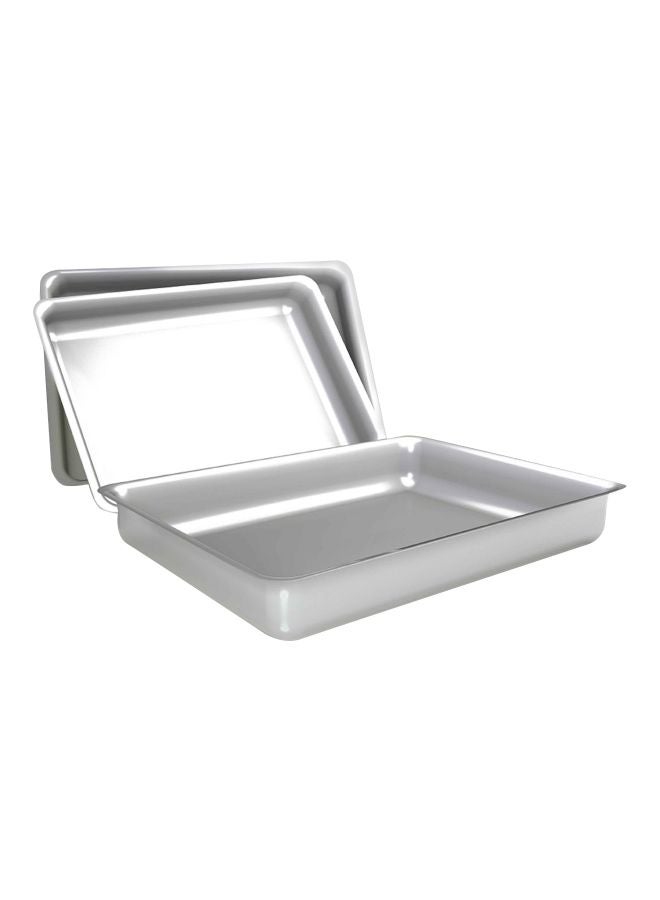 3-Piece Rectangular Oven Dish Set Silver 25/29/35cm