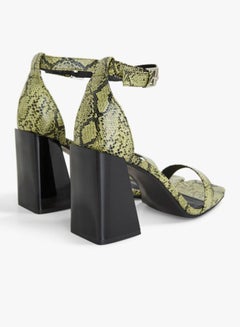 TRUFFLE COLLECTION Snakeskin Textured Sandals Green  - Image 3