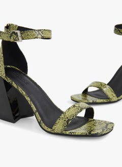 TRUFFLE COLLECTION Snakeskin Textured Sandals Green  - Image 4