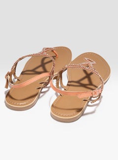 NEW LOOK Diamante Embellished Flat Sandals Orange  - Image 3