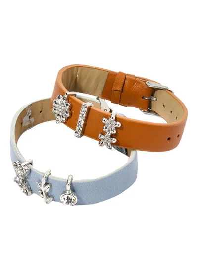Rocawear Set Of 2 Leather Interchangeable Charms Bracelet