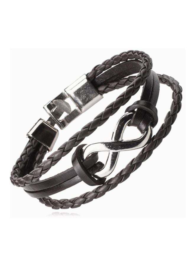 Shining Jewel Leather Braided Bracelet With Stainless Steel Charms  - Image 3